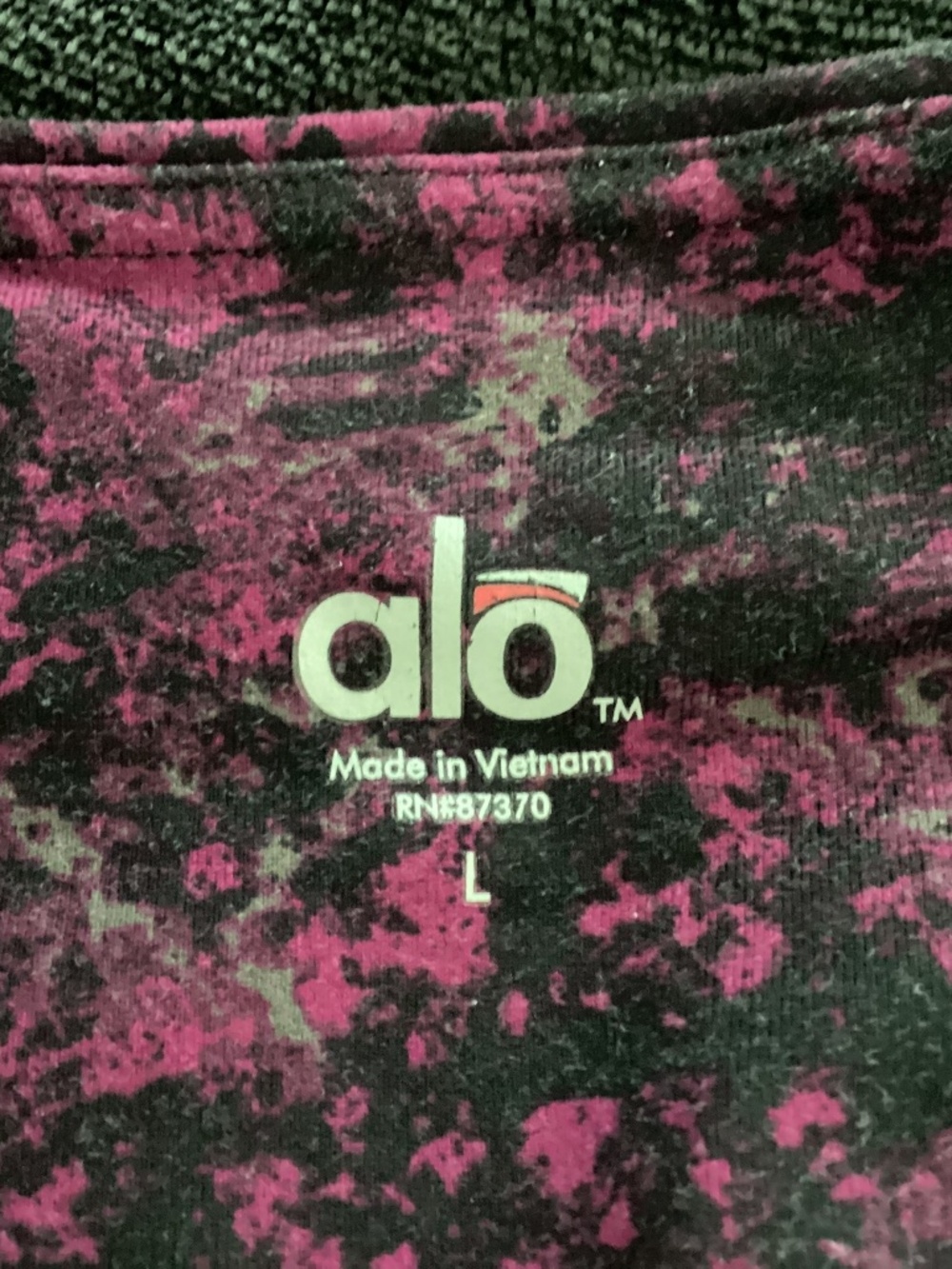 Alo, size L,  cropped, fuchsia and black, gently worn